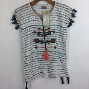 Skemo Kids Mexicana Sleeveless Tassle Embroidered Beads Knit Short Kaftan L NWT